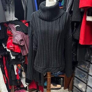 GAP Black Turtleneck Cable Knit Sweater